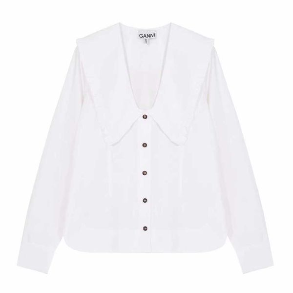 2023ss ganni women designer shirt white cotton ruffle v-neck doll collar shirt female large lapel long-sleeved shirt
2023ss ganni women designer shirt white cotton ruffle v-neck doll collar shirt female large lapel long-sleeved shirt