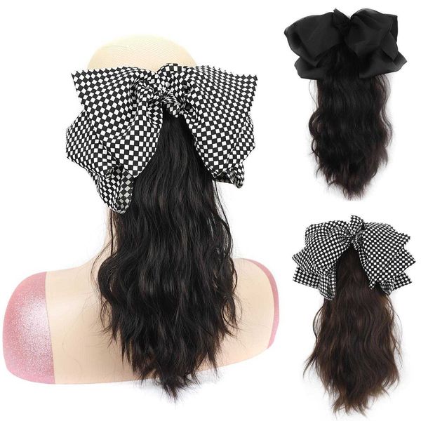wig ponytail female big bow grip curly hair high chemical fiber water ripple mid, Black
wig ponytail female big bow grip curly hair high chemical fiber water ripple mid, Black