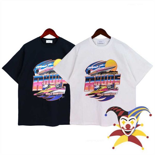 2023 summer style rhude t-shirt men woman heavy fabric oversized loose tees, White;black
2023 summer style rhude t-shirt men woman heavy fabric oversized loose tees, White;black
