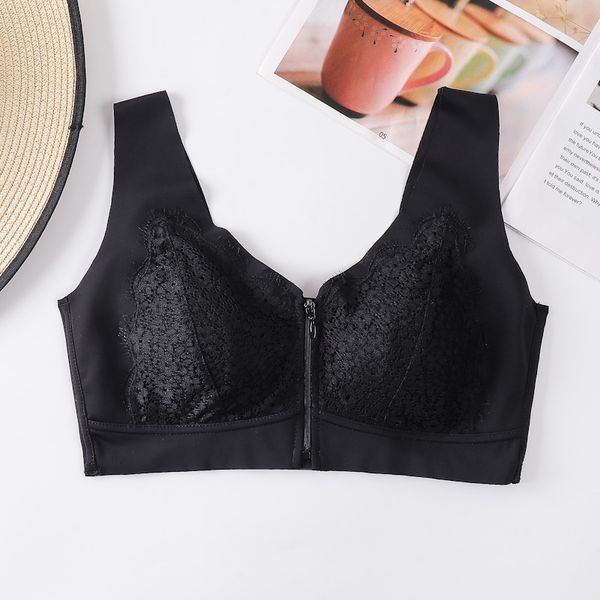 front zipper bra no rims bra small chest bra female underwear breathing cup erect cotton and breathable underwear., Red;black
front zipper bra no rims bra small chest bra female underwear breathing cup erect cotton and breathable underwear., Red;black