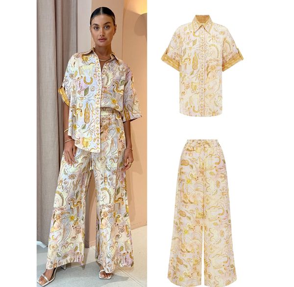 australian designer women's linen pants short sleeve linen shirt floral printed two-piece set, Black;white
australian designer women's linen pants short sleeve linen shirt floral printed two-piece set, Black;white