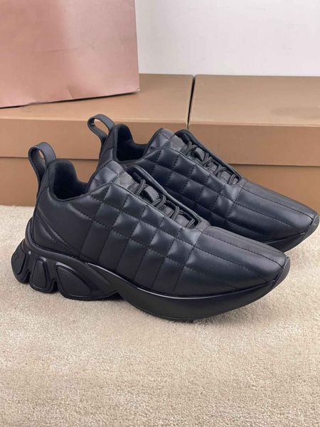 sports-inspired quilted leather classic sneaker shoes check calf leather white black nude blue brand outdoor runner sports 38-46