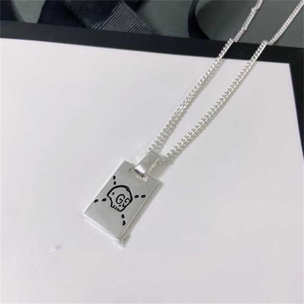 2023 designer new jewelry silver version skull fairy necklace female couple, Black