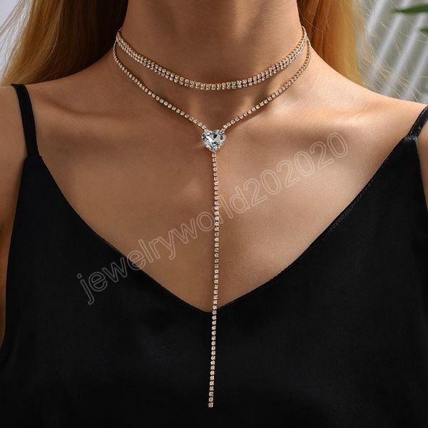 crystal love heart pendant choker necklace for women multi layers long rhinestone chains necklaces party wedding jewelry, Silver
crystal love heart pendant choker necklace for women multi layers long rhinestone chains necklaces party wedding jewelry, Silver