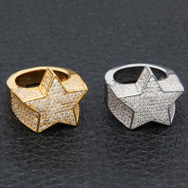 men's fashion copper gold color plated ring exaggerate iced out cz stone star shape ring jewelry2669, Silver
men's fashion copper gold color plated ring exaggerate iced out cz stone star shape ring jewelry2669, Silver