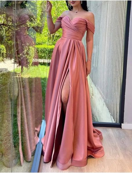 a-line prom dress 2023 bean pink off shoulder satin slit evening gala party gowns robe de soiree customed, Black
a-line prom dress 2023 bean pink off shoulder satin slit evening gala party gowns robe de soiree customed, Black