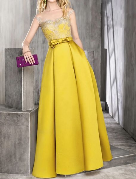 a-line formal prom dress 2023 sleeveless illusion neck satin lace bow evening party gowns robe de soiree customed, Black
a-line formal prom dress 2023 sleeveless illusion neck satin lace bow evening party gowns robe de soiree customed, Black