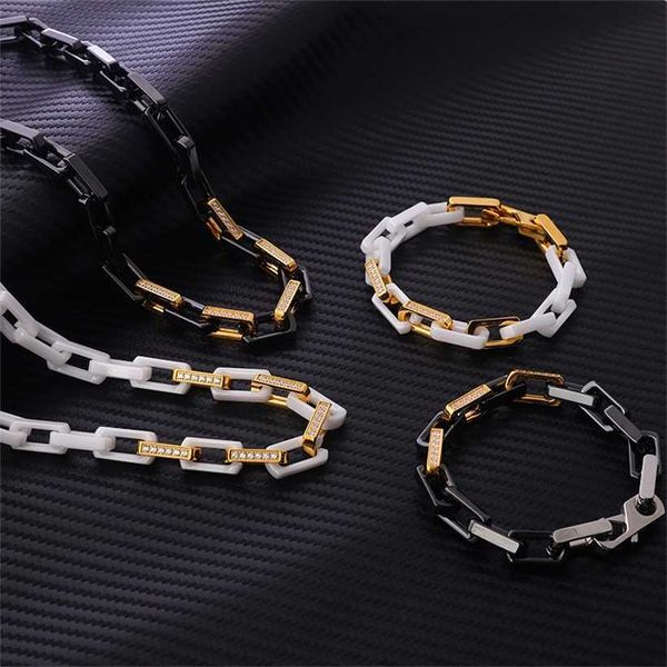 2023 designer new cuban couple's donkey bamboo link chain grain plated 18k gold cnc inlaid with 5a zircon stainless steel ceramic neckl, Black
2023 designer new cuban couple's donkey bamboo link chain grain plated 18k gold cnc inlaid with 5a zircon stainless steel ceramic neckl, Black