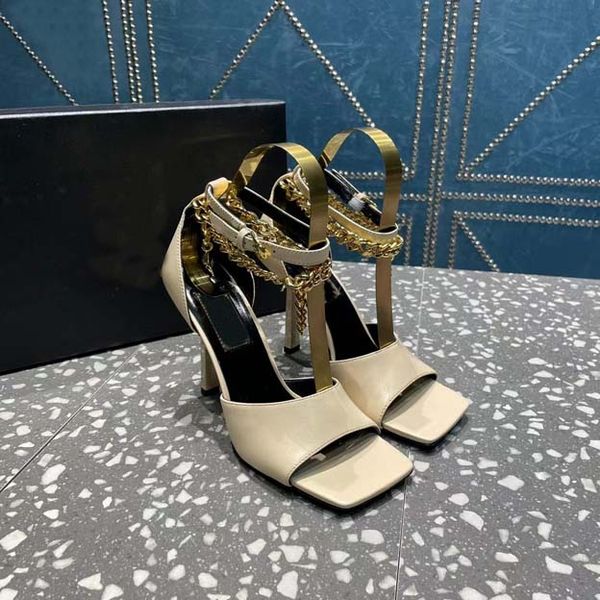 leather outsole, high heel sandals, patent leather, gold chain decoration, suitable for matching various clothing 35-42, Black
leather outsole, high heel sandals, patent leather, gold chain decoration, suitable for matching various clothing 35-42, Black