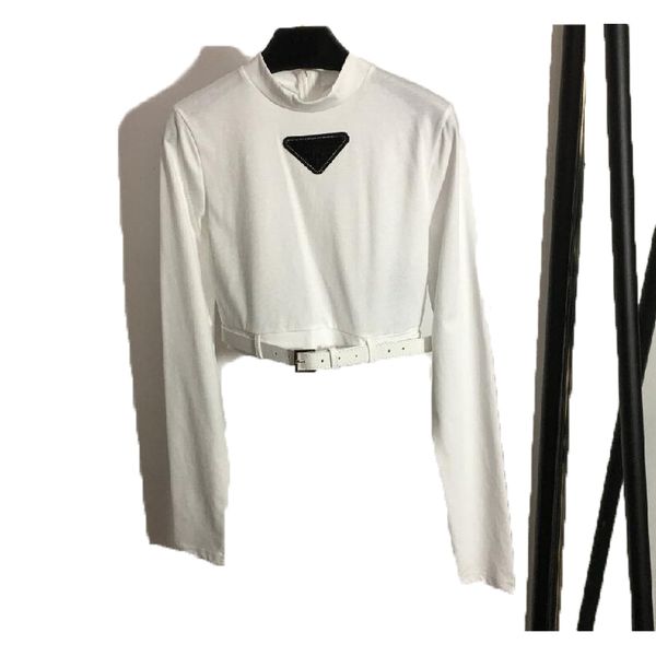 new fashion women t shirt diamond triangle letter belt waist wrapped half high neck short long sleeve womens shirt black white mercerised co, White;black
new fashion women t shirt diamond triangle letter belt waist wrapped half high neck short long sleeve womens shirt black white mercerised co, White;black