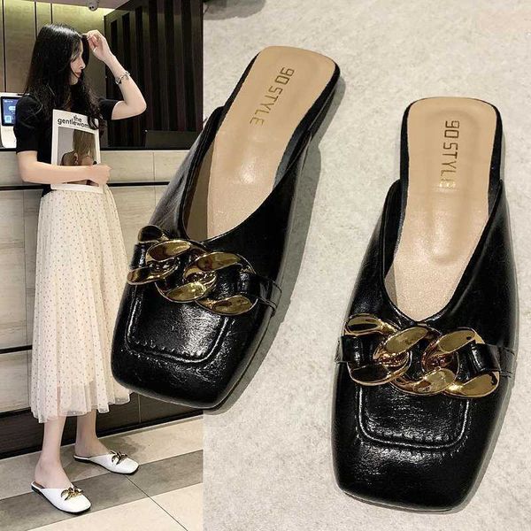 mules shoes fashion women slippers metal chain flat bottom sandals square head low heel all-match outdoor casual beach sandals 0318, Black
mules shoes fashion women slippers metal chain flat bottom sandals square head low heel all-match outdoor casual beach sandals 0318, Black