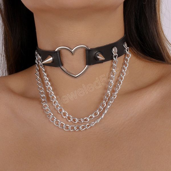 rivet heart chocker necklace for women men vintage pu leather long chain choker torque necklace jewelry, Silver
rivet heart chocker necklace for women men vintage pu leather long chain choker torque necklace jewelry, Silver