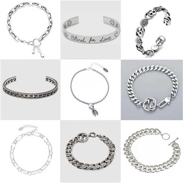 2023 designer new fashion jewelry sterling silver s925 ancient double letter stripe thai silver used men's and women's lovers brac, Black
2023 designer new fashion jewelry sterling silver s925 ancient double letter stripe thai silver used men's and women's lovers brac, Black