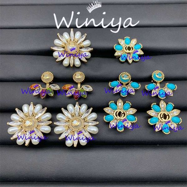 2023 designer new gujia suit/gjia new letter inlaid diamond pearl color matching flower opening ring earrings temperament jewelry, Silver
2023 designer new gujia suit/gjia new letter inlaid diamond pearl color matching flower opening ring earrings temperament jewelry, Silver