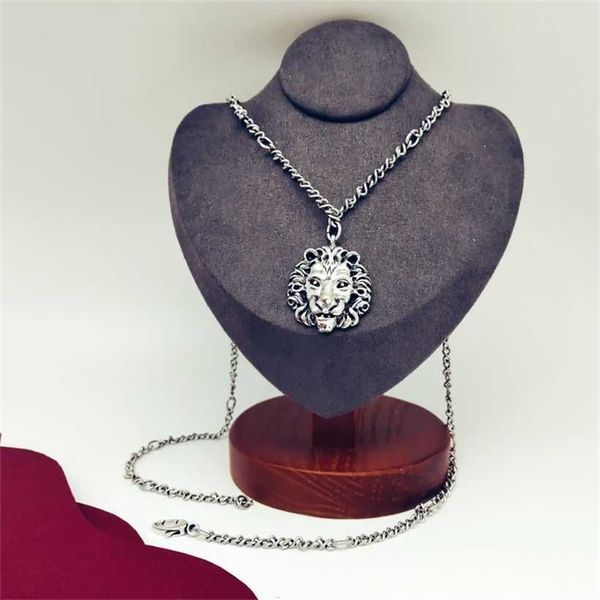 2023 designer new jewelry personalized antique silver lion head pendant ancient parent clavicle chain women's necklace, Black
2023 designer new jewelry personalized antique silver lion head pendant ancient parent clavicle chain women's necklace, Black