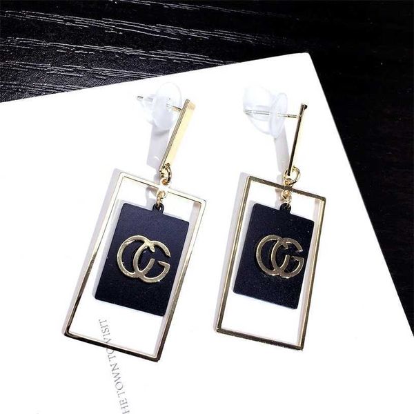 2023 designer new fashion style hollow out letters black rectangular earrings personality versatile net red earrings, Golden
2023 designer new fashion style hollow out letters black rectangular earrings personality versatile net red earrings, Golden