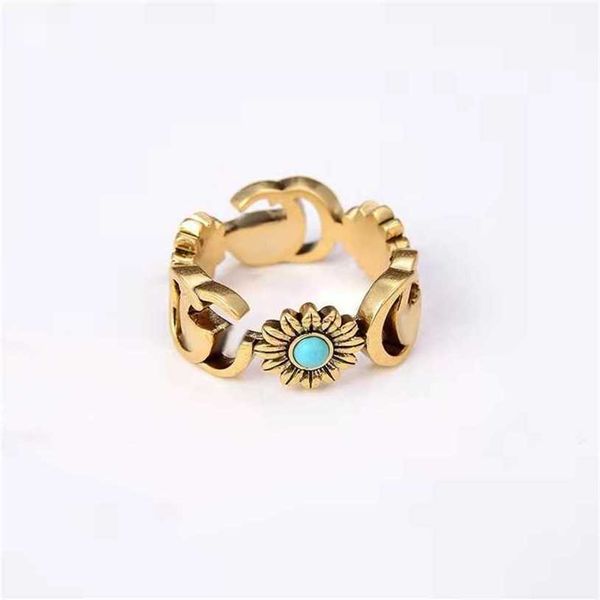 2023 designer new jewelry ring bronze double flower turquoise ring for couples, Silver
2023 designer new jewelry ring bronze double flower turquoise ring for couples, Silver