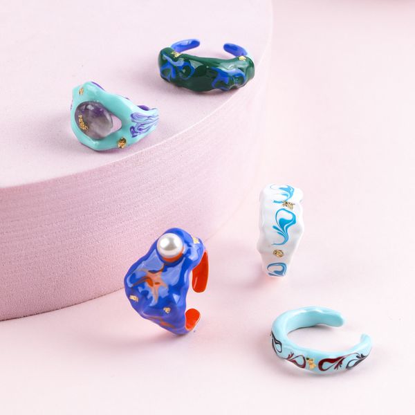 colorful oil dripping enamel high sense ring female minority design sense irregular opening gold foil pearl ring (a, Golden;silver
colorful oil dripping enamel high sense ring female minority design sense irregular opening gold foil pearl ring (a, Golden;silver