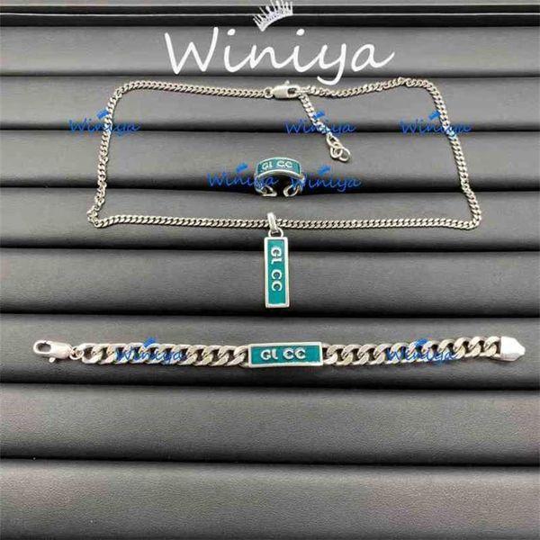 2023 designer new family necklace gujia enamel letter personalized clavicle chain bracelet opening ring wind jewelry, Silver
2023 designer new family necklace gujia enamel letter personalized clavicle chain bracelet opening ring wind jewelry, Silver