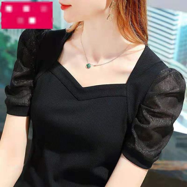 fashion designer ice silk women's t-shirt new summer short sleeve t-shirt french court style bubble sleeve top, White
fashion designer ice silk women's t-shirt new summer short sleeve t-shirt french court style bubble sleeve top, White