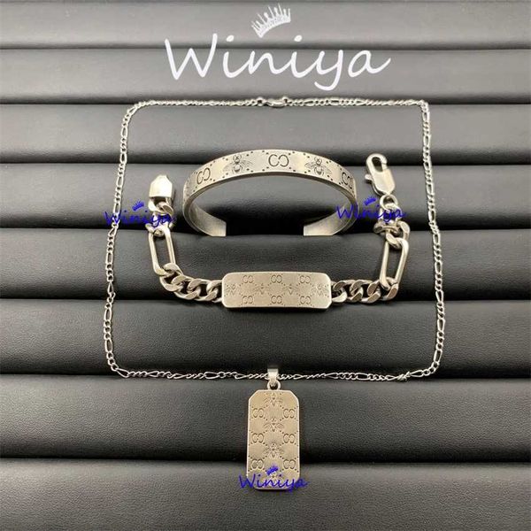 2023 designer g family necklace/gujia new letter pendant bracelet set advanced fashion accessories, Silver
2023 designer g family necklace/gujia new letter pendant bracelet set advanced fashion accessories, Silver