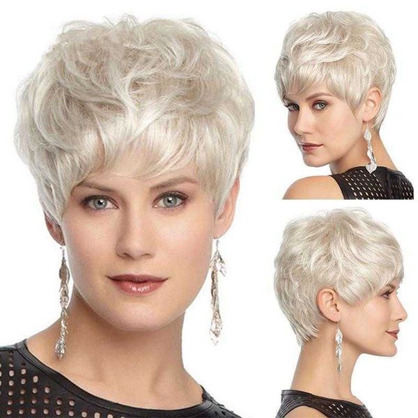 fashion trendy womens silver wig white short straight hair rose net head cover, Black
fashion trendy womens silver wig white short straight hair rose net head cover, Black