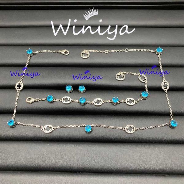 2023 designer new gujia blue suit/gjia new letter diamond necklace bracelet earrings temperament light luxury jewelry, Silver
2023 designer new gujia blue suit/gjia new letter diamond necklace bracelet earrings temperament light luxury jewelry, Silver
