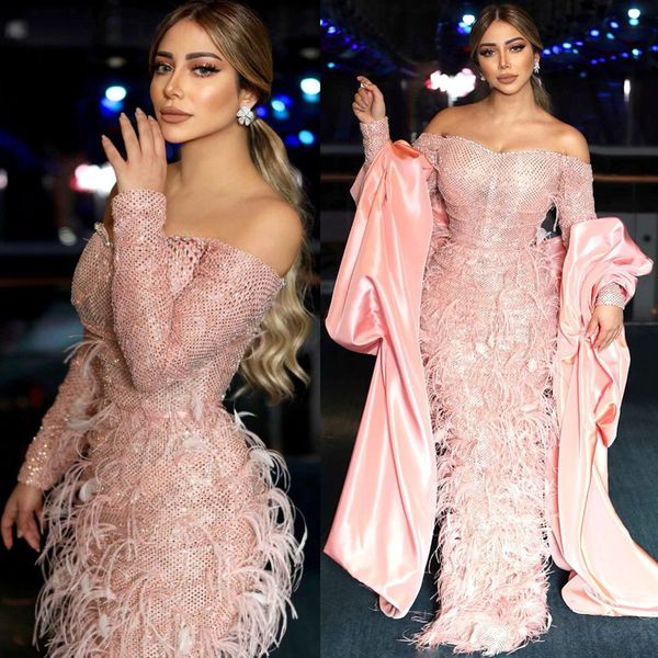2023 arabic aso ebi pink sheath prom dresses feather with a wrap evening formal party second reception birthday engagement gowns dress zj604, Black
2023 arabic aso ebi pink sheath prom dresses feather with a wrap evening formal party second reception birthday engagement gowns dress zj604, Black