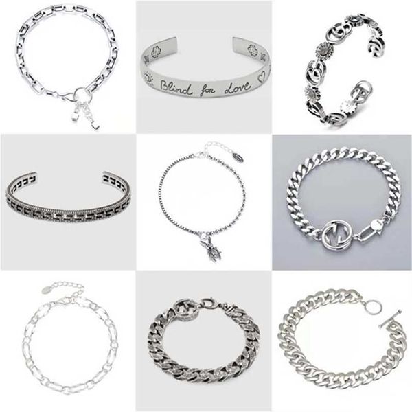 2023 designer new fashion jewelry sterling silver s925 ancient double letter stripe thai silver used men's and women's lovers brac, Black
2023 designer new fashion jewelry sterling silver s925 ancient double letter stripe thai silver used men's and women's lovers brac, Black