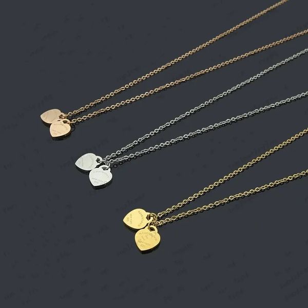 t brand necklace designer women s love shaped pendant necklace double heart green drop necklace stainless steel necklace valentine s day chr, Silver
t brand necklace designer women s love shaped pendant necklace double heart green drop necklace stainless steel necklace valentine s day chr, Silver