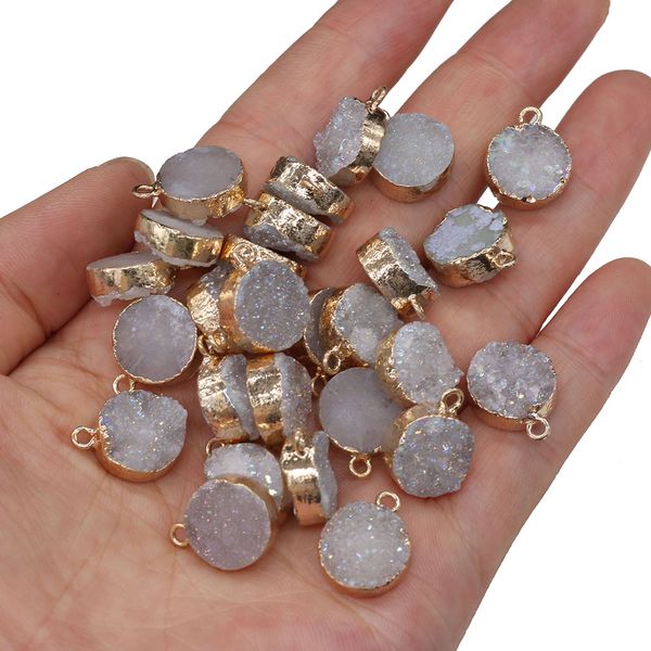 2pc natural agates druzy pendants round white druzy crystal charms for women jewelry making necklace earring accessories, Silver
2pc natural agates druzy pendants round white druzy crystal charms for women jewelry making necklace earring accessories, Silver