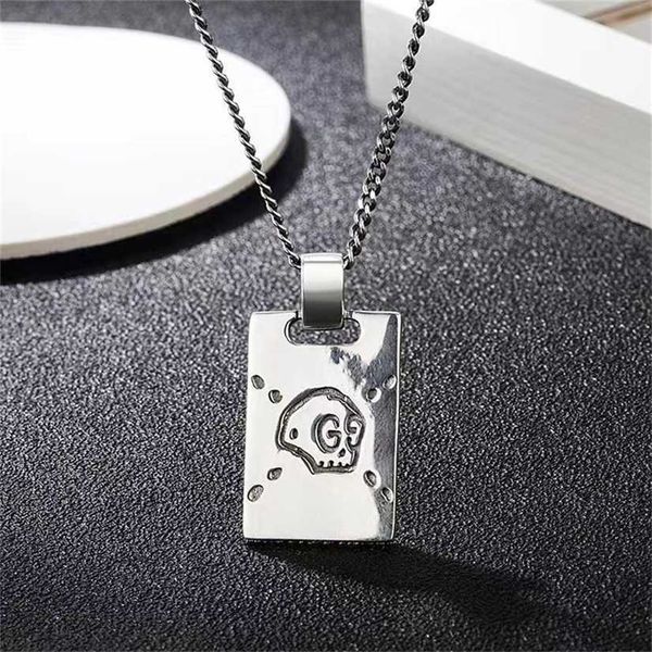 2023 designer new jewelry double square brand necklace sterling silver wind elf skull simple fashion men and women couple necklace, Black
2023 designer new jewelry double square brand necklace sterling silver wind elf skull simple fashion men and women couple necklace, Black
