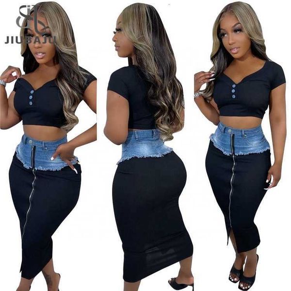 long denim patchwork for women fashion 2023 high waist midi skirts female casual side slit, Black;gray
long denim patchwork for women fashion 2023 high waist midi skirts female casual side slit, Black;gray