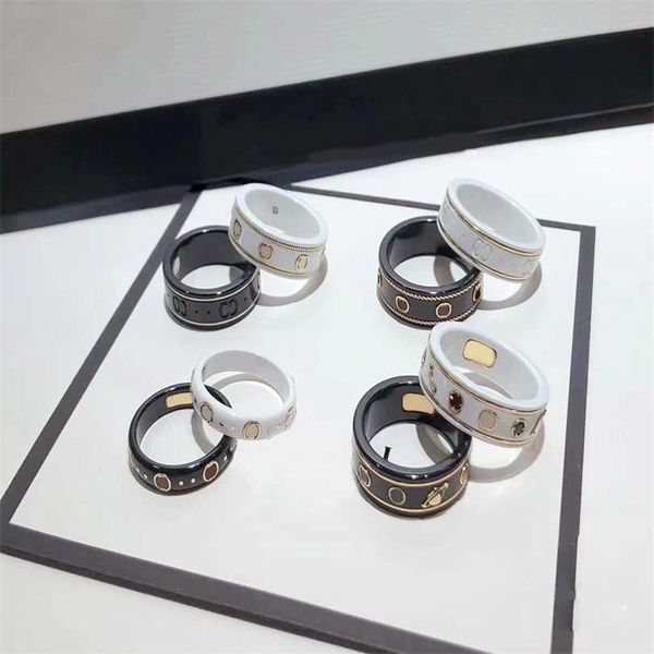 2023 designer new double g black white ceramic ancient family 18k rose gold bee planet strange men and women's same style couple ring, Silver
2023 designer new double g black white ceramic ancient family 18k rose gold bee planet strange men and women's same style couple ring, Silver