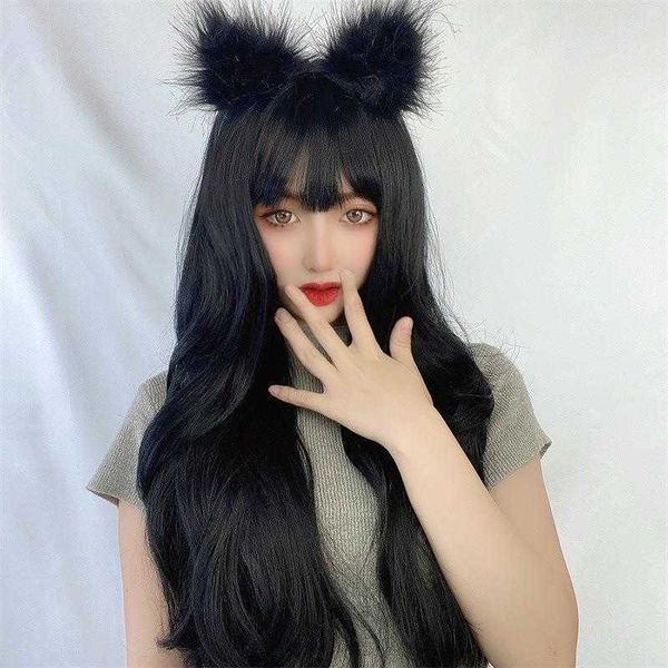 straight hair wig female long curly big wave air bangs chemical fiber mechanism, Black
straight hair wig female long curly big wave air bangs chemical fiber mechanism, Black
