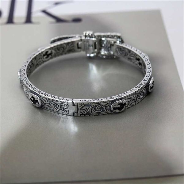 2023 designer new jewelry gu shuang thai silver antique belt bracelet personalized antique male female couple pattern bracelet, Black
2023 designer new jewelry gu shuang thai silver antique belt bracelet personalized antique male female couple pattern bracelet, Black