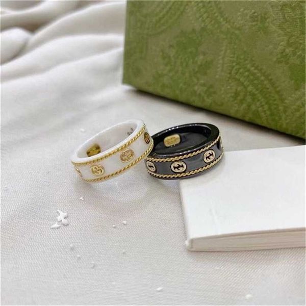 2023 designer new fashion jewelry gujia gold double black-and-white ceramic fashion trend letter hemp border ring for men and women, Silver
2023 designer new fashion jewelry gujia gold double black-and-white ceramic fashion trend letter hemp border ring for men and women, Silver