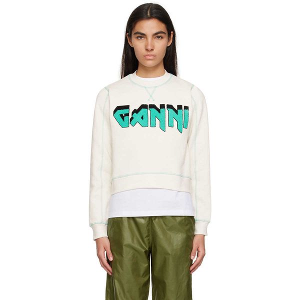 23ss ganni designer sweatshirt fashion hoodie white print contrast stitching design round neck sweater women, Black
23ss ganni designer sweatshirt fashion hoodie white print contrast stitching design round neck sweater women, Black