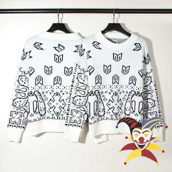 knitting sweater men women double jacquard sweatshirts, Black