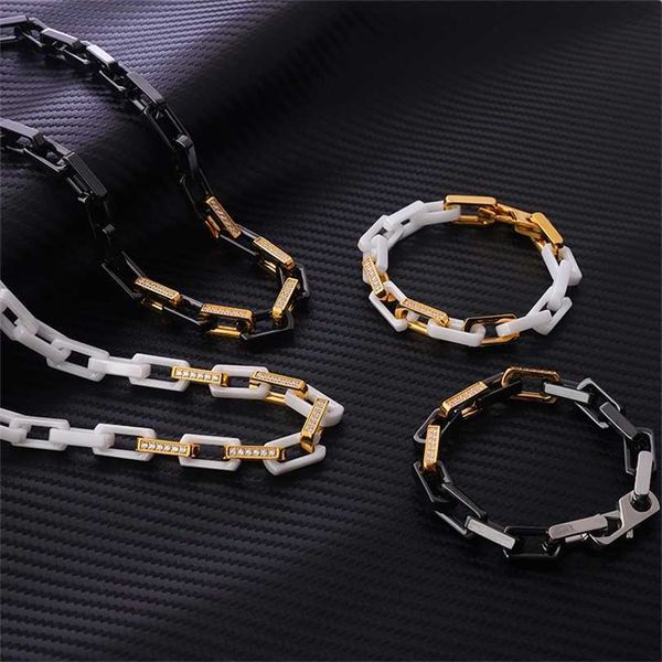 2023 designer new cuban couple's donkey bamboo link chain grain plated 18k gold cnc inlaid with 5a zircon stainless steel ceramic neckl, Black
2023 designer new cuban couple's donkey bamboo link chain grain plated 18k gold cnc inlaid with 5a zircon stainless steel ceramic neckl, Black