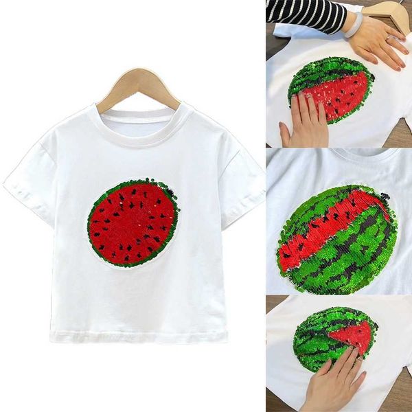 t-shirts summer reversible color girls changeable children's clothing short sleeves cotton watermelon sequins t-shirt w0317, Blue
t-shirts summer reversible color girls changeable children's clothing short sleeves cotton watermelon sequins t-shirt w0317, Blue