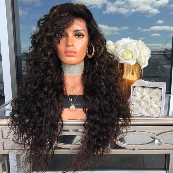 female wig fluffy big wave long curly hair brown highlight black side points
female wig fluffy big wave long curly hair brown highlight black side points