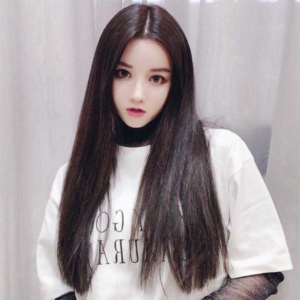 wig female center parted bangs long straight hair waist temperament face repair, Black
wig female center parted bangs long straight hair waist temperament face repair, Black