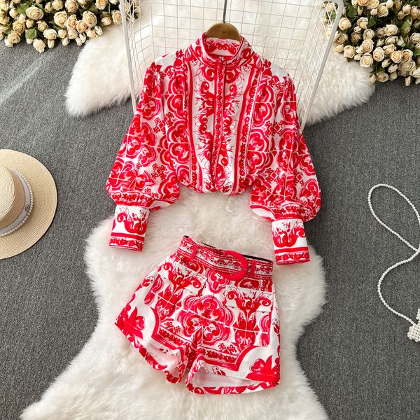 women autumn vintage two piece dress short set runway floral print lantern sleeve blouse shirts and pockets belt shorts suit 2023, White
women autumn vintage two piece dress short set runway floral print lantern sleeve blouse shirts and pockets belt shorts suit 2023, White