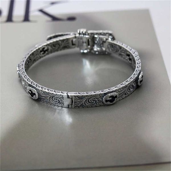 2023 designer new jewelry gu shuang thai silver antique belt bracelet personalized antique male female couple pattern bracelet, Black
2023 designer new jewelry gu shuang thai silver antique belt bracelet personalized antique male female couple pattern bracelet, Black