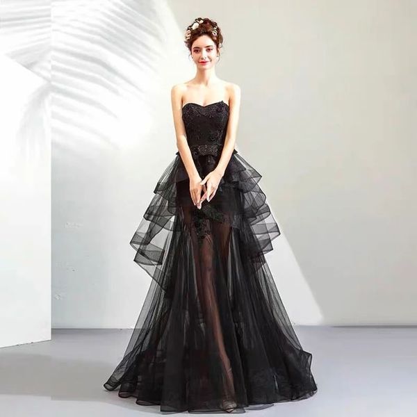 black lace bodice prom dresses strapless a-line sparkly ruffles pleat luxury woman party evening celebrity gown dreamy evening dresses, Black;red
black lace bodice prom dresses strapless a-line sparkly ruffles pleat luxury woman party evening celebrity gown dreamy evening dresses, Black;red