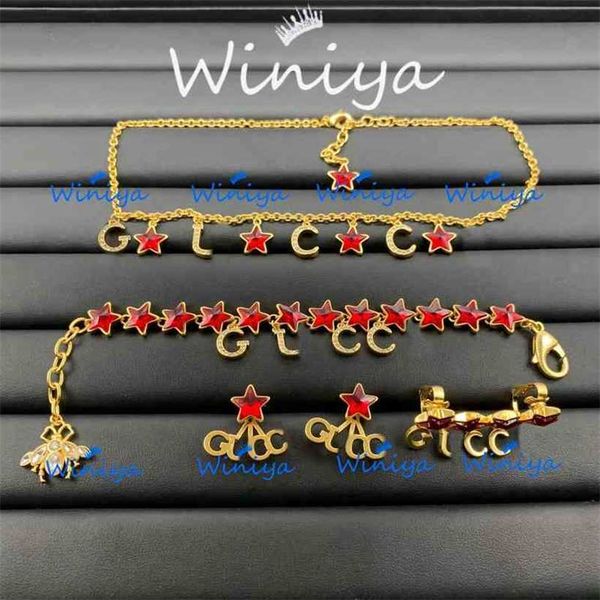 2023 designer new necklace ancient family letter diamond inlaid five pointed star bee style neck chain bracelet earrings ear clip, Silver
2023 designer new necklace ancient family letter diamond inlaid five pointed star bee style neck chain bracelet earrings ear clip, Silver