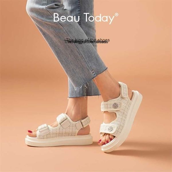 slippersbeautoday platform sandals women lattice round toe hook loop plaid cloth summer casual ladies outdoor shoes handmade 38161 220523, Black 
slippersbeautoday platform sandals women lattice round toe hook loop plaid cloth summer casual ladies outdoor shoes handmade 38161 220523, Black