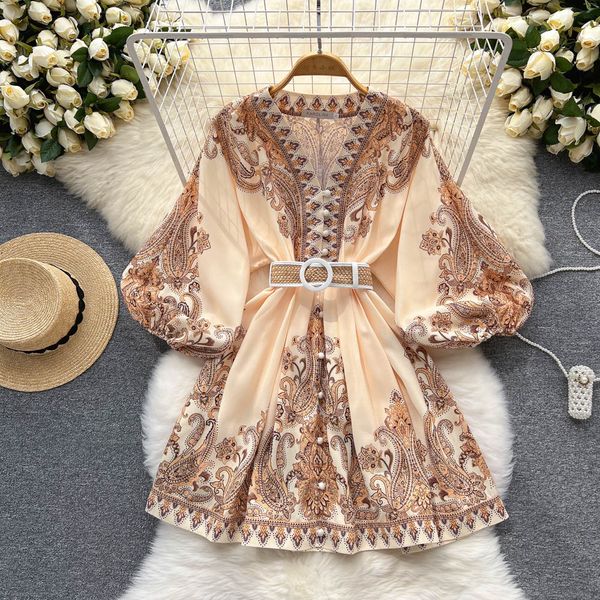 dresses 2023 runway paisley print vintage v neck long lantern belted mini, Black;gray
dresses 2023 runway paisley print vintage v neck long lantern belted mini, Black;gray