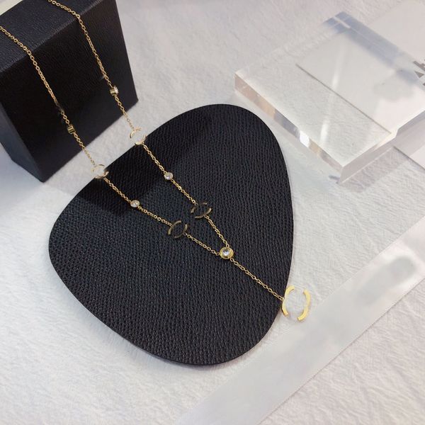 luxury design necklace 18k gold plated inlay rhinestone stainless steel necklaces choker chain double letter pendant fashion womens wedding, Silver
luxury design necklace 18k gold plated inlay rhinestone stainless steel necklaces choker chain double letter pendant fashion womens wedding, Silver
